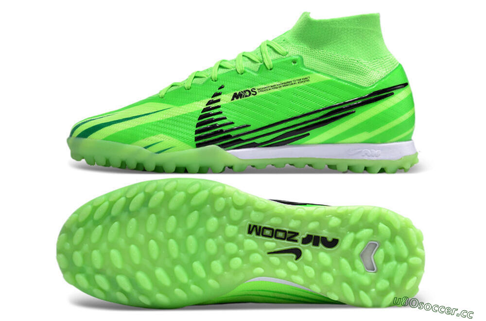 Unisex Nike Air Zoom Mercurial Superfly 9 Elite TF Artificial Turf High-Tops Football Shoes - Green/Black/Whtie 1
