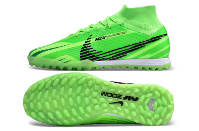 Unisex Nike Air Zoom Mercurial Superfly 9 Elite TF Artificial Turf High-Tops Football Shoes - Green/Black/Whtie