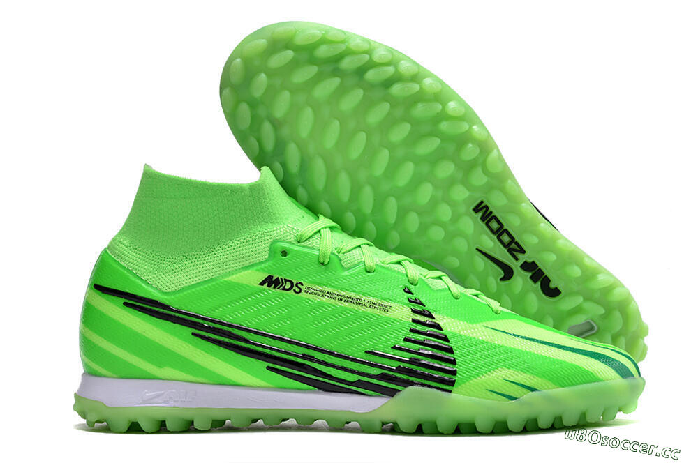 Unisex Nike Air Zoom Mercurial Superfly 9 Elite TF Artificial Turf High-Tops Football Shoes - Green/Black/Whtie 2