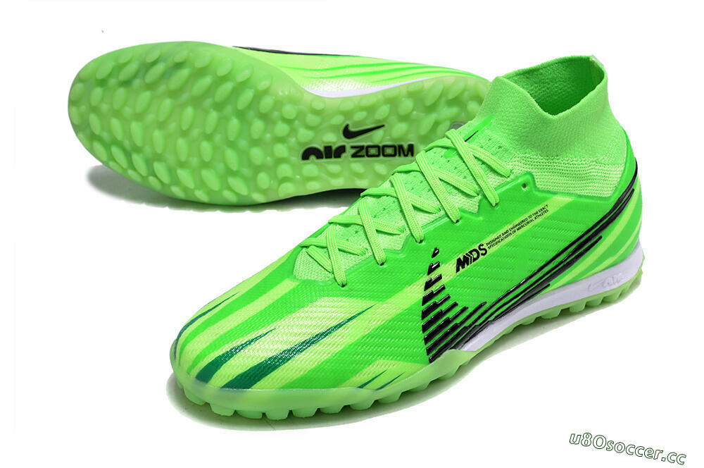 Unisex Nike Air Zoom Mercurial Superfly 9 Elite TF Artificial Turf High-Tops Football Shoes - Green/Black/Whtie 3