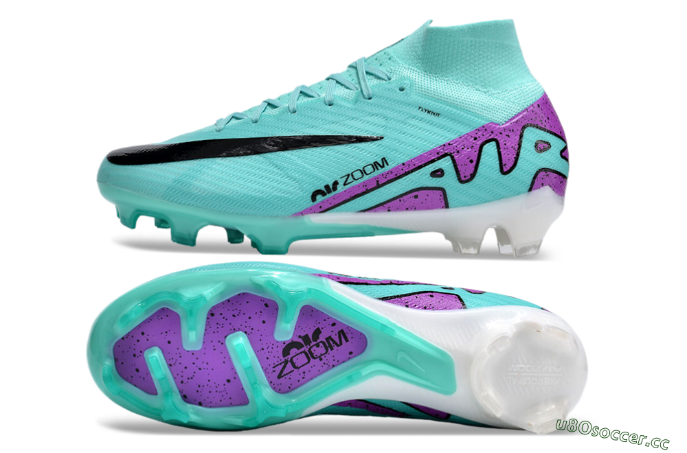 Unisex Nike Air Zoom Mercurial Superfly 9 Elite FG Firm Ground High-Tops Football Boots - Blue/Black/Purple 1