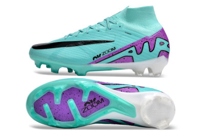Unisex Nike Air Zoom Mercurial Superfly 9 Elite FG Firm Ground High-Tops Football Boots - Blue/Black/Purple