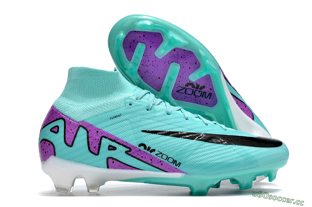 Unisex Nike Air Zoom Mercurial Superfly 9 Elite FG Firm Ground High-Tops Football Boots - Blue/Black/Purple 2