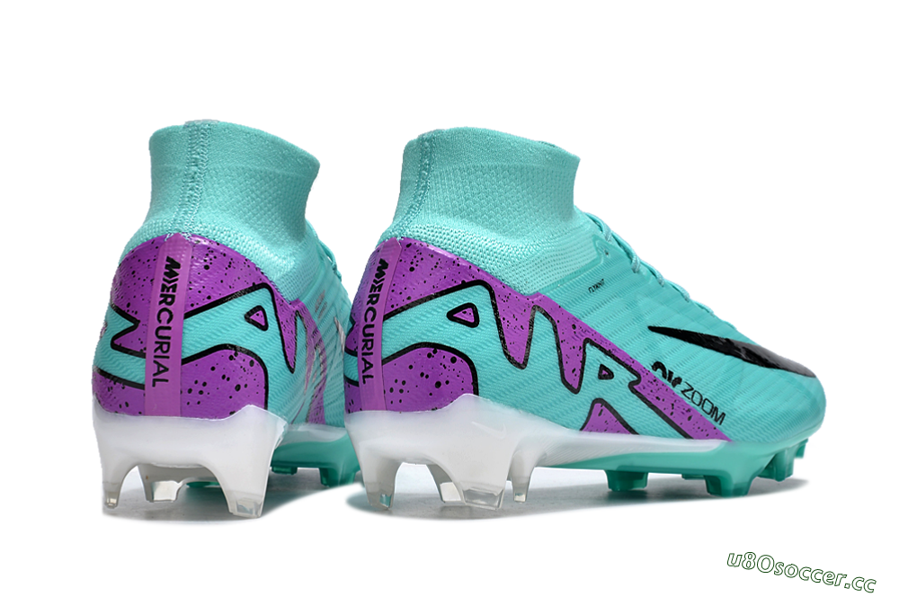 Unisex Nike Air Zoom Mercurial Superfly 9 Elite FG Firm Ground High-Tops Football Boots - Blue/Black/Purple 6