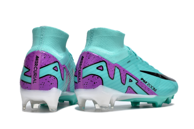 Unisex Nike Air Zoom Mercurial Superfly 9 Elite FG Firm Ground High-Tops Football Boots - Blue/Black/Purple