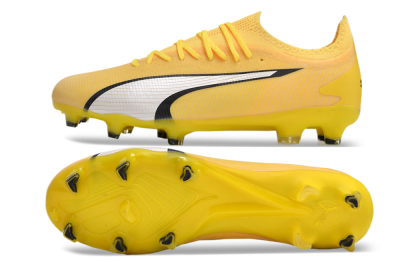 Men's Puma Ultra Ultimate FG Firm Ground Low-Tops Football Boots - Yellow/White/Black