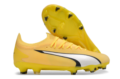 Men's Puma Ultra Ultimate FG Firm Ground Low-Tops Football Boots - Yellow/White/Black