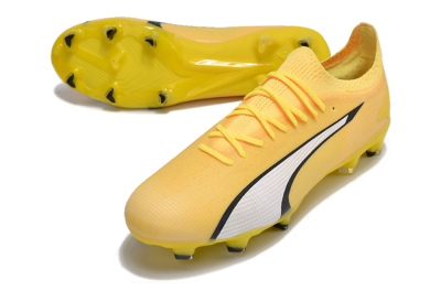 Men's Puma Ultra Ultimate FG Firm Ground Low-Tops Football Boots - Yellow/White/Black