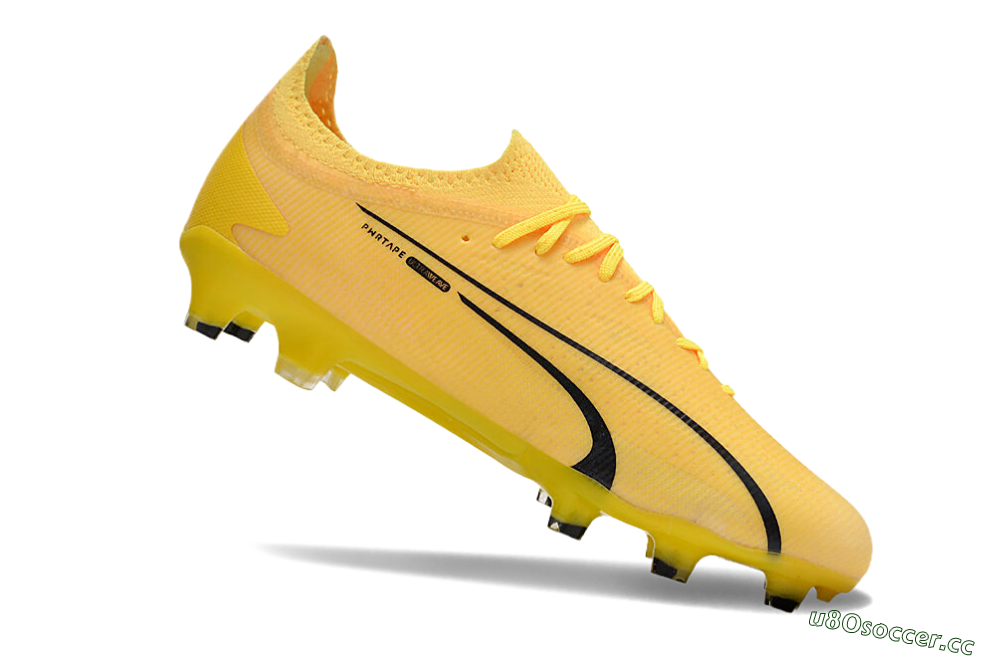 Men's Puma Ultra Ultimate FG Firm Ground Low-Tops Football Boots - Yellow/White/Black 4