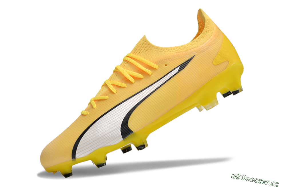 Men's Puma Ultra Ultimate FG Firm Ground Low-Tops Football Boots - Yellow/White/Black 5