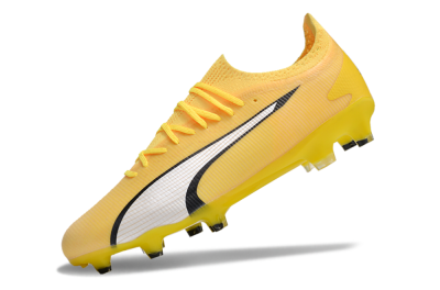 Men's Puma Ultra Ultimate FG Firm Ground Low-Tops Football Boots - Yellow/White/Black
