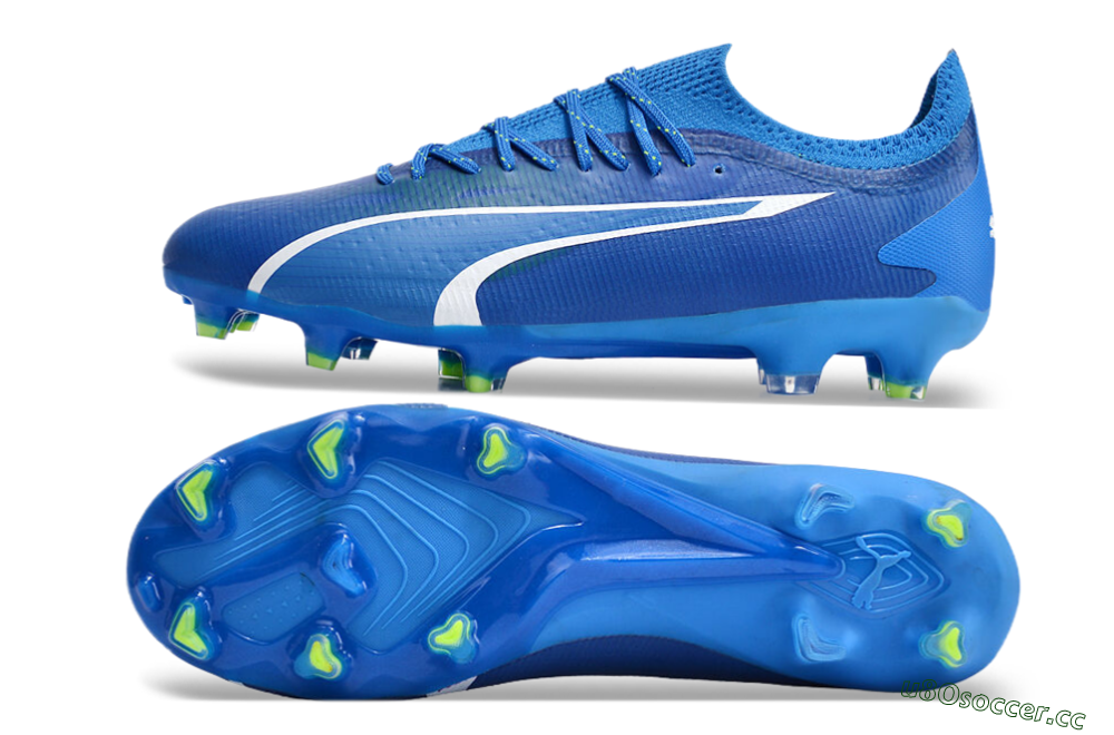 Men's Puma Ultra Ultimate FG Firm Ground Low-Tops Football Boots - Blue/White/Yellow 1
