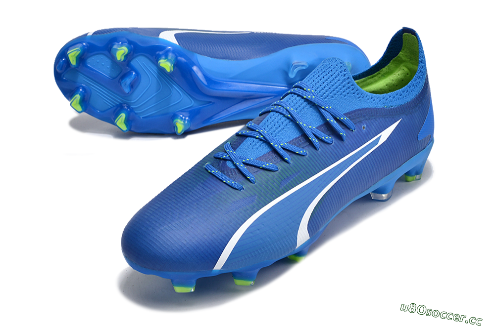 Men's Puma Ultra Ultimate FG Firm Ground Low-Tops Football Boots - Blue/White/Yellow 3