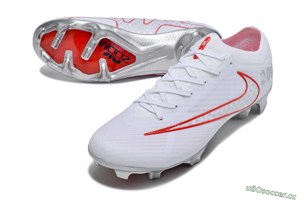 Unisex Nike Air Zoom Mercurial Vapor 15 Elite FG Firm Ground Low-Tops Football Boots - White/Red/Silver 3