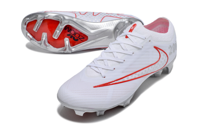 Unisex Nike Air Zoom Mercurial Vapor 15 Elite FG Firm Ground Low-Tops Football Boots - White/Red/Silver