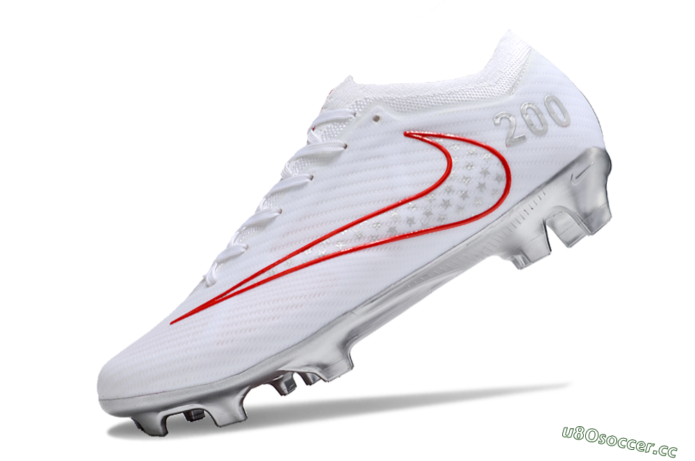 Unisex Nike Air Zoom Mercurial Vapor 15 Elite FG Firm Ground Low-Tops Football Boots - White/Red/Silver 5