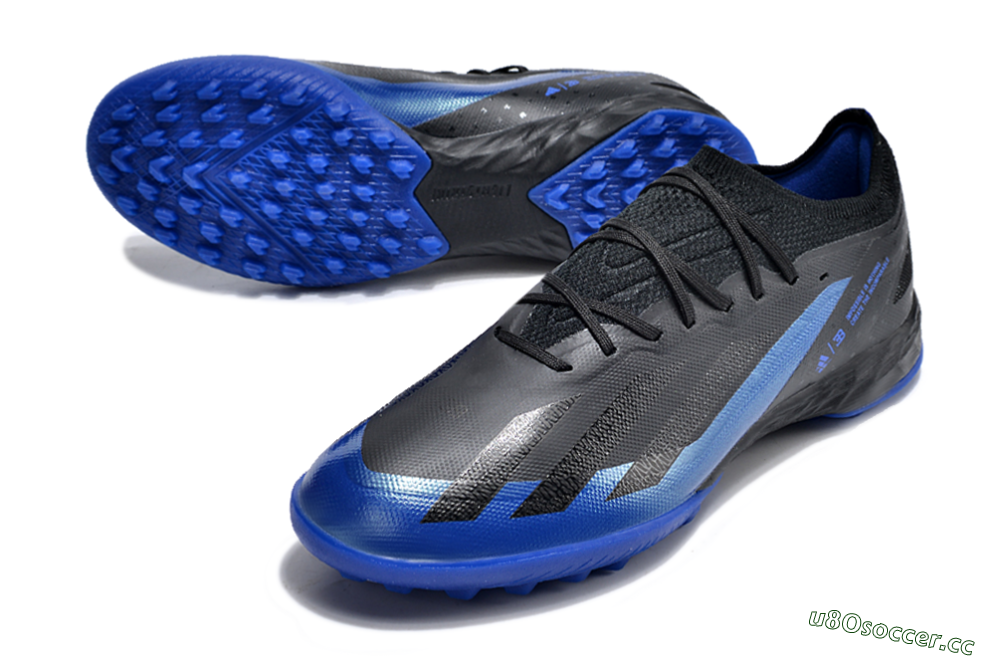 Men's Adidas X Crazyfast.1 TF Artificial Turf Low-Tops Football Shoes - Black/Blue 3