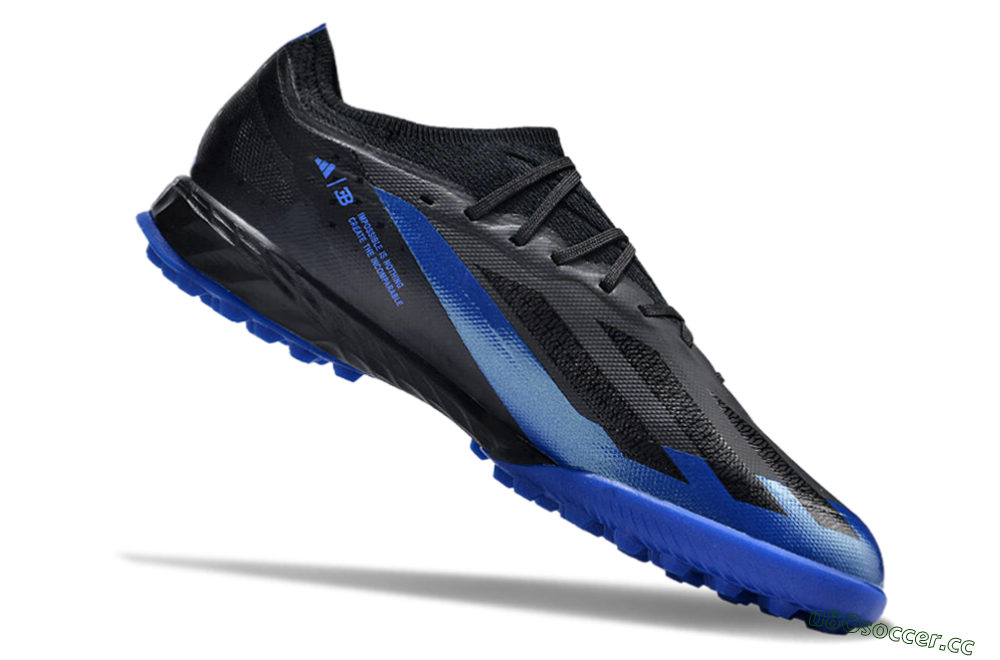 Men's Adidas X Crazyfast.1 TF Artificial Turf Low-Tops Football Shoes - Black/Blue 4