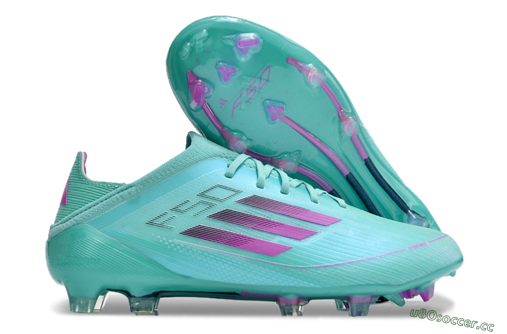 Unisex Adidas F50 Adizero FG Firm Ground Low-Tops Football Boots - Jade/Purple/Blue 2