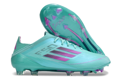 Unisex Adidas F50 Adizero FG Firm Ground Low-Tops Football Boots - Jade/Purple/Blue