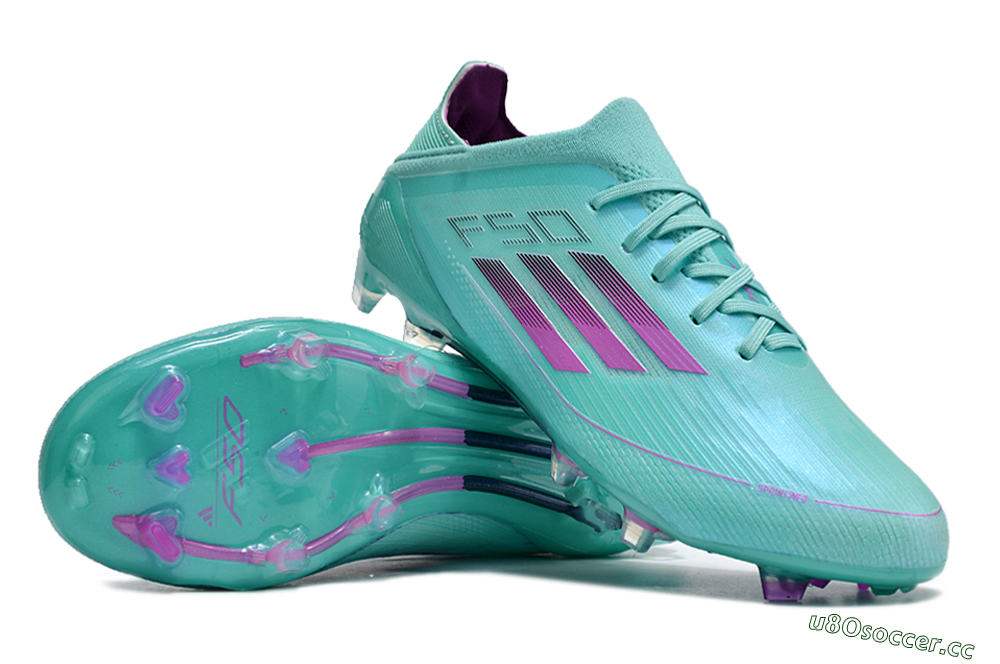Unisex Adidas F50 Adizero FG Firm Ground Low-Tops Football Boots - Jade/Purple/Blue 3