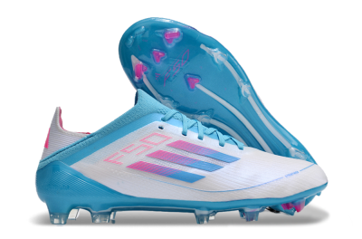Unisex Adidas F50 Adizero FG Firm Ground Low-Tops Football Boots - White/Blue/Pink