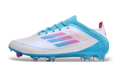 Unisex Adidas F50 Adizero FG Firm Ground Low-Tops Football Boots - White/Blue/Pink