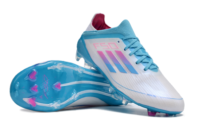 Unisex Adidas F50 Adizero FG Firm Ground Low-Tops Football Boots - White/Blue/Pink