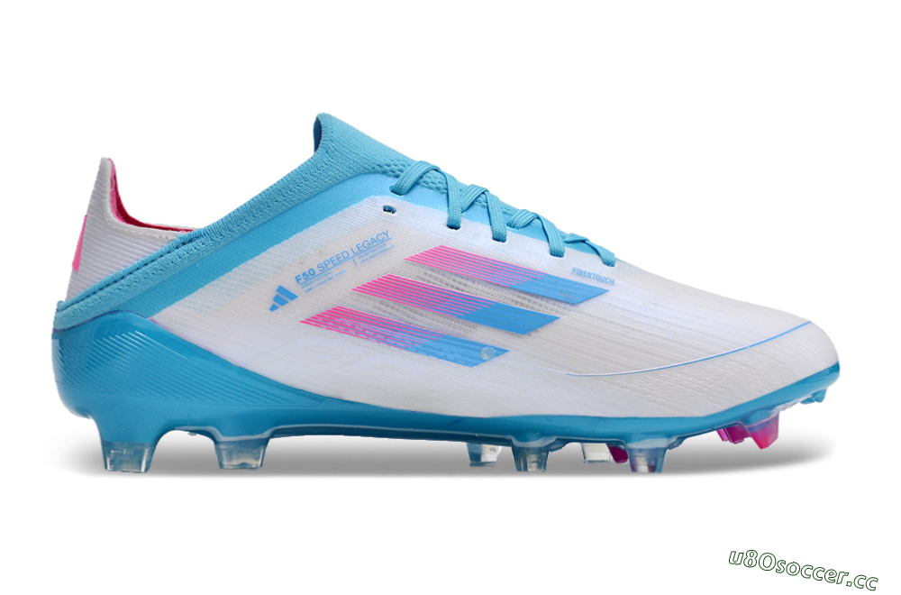 Unisex Adidas F50 Adizero FG Firm Ground Low-Tops Football Boots - White/Blue/Pink 7