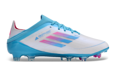 Unisex Adidas F50 Adizero FG Firm Ground Low-Tops Football Boots - White/Blue/Pink
