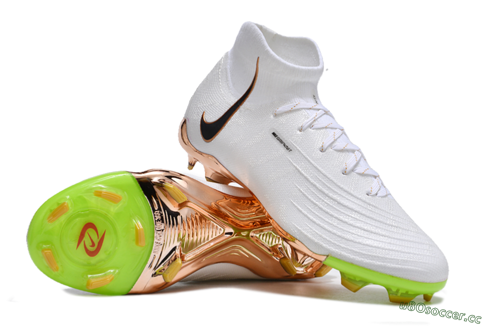 Unisex Nike Phantom Luna Elite NU FG Firm Ground High-Tops Football Boots - White/Black/Gold 3