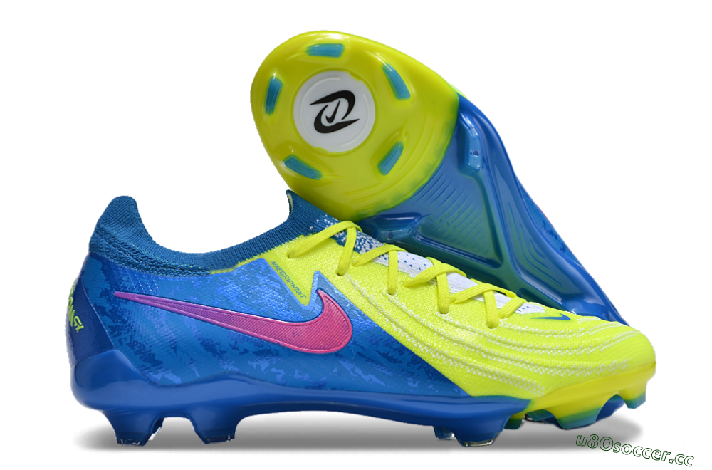 Unisex Nike Phantom Luna Elite FG Firm Ground Low-Tops Football Boots - Yellow/Blue/Pink 2