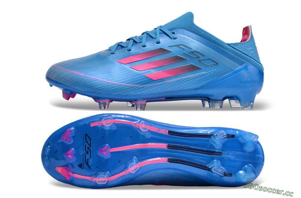 Unisex Adidas F50 Adizero FG Firm Ground Low-Tops Football Boots - Blue/Pink 1