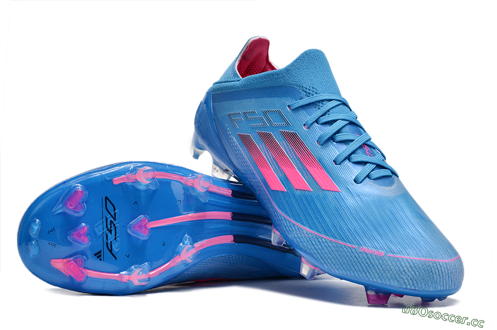 Unisex Adidas F50 Adizero FG Firm Ground Low-Tops Football Boots - Blue/Pink 3