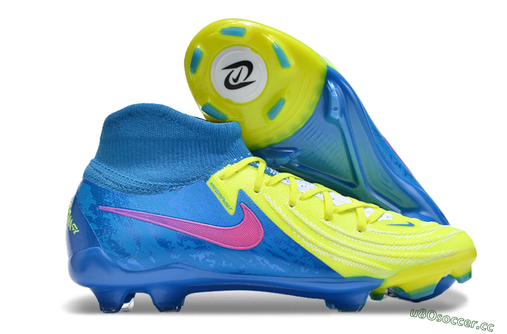 Unisex Nike Phantom Luna Elite NU FG Firm Ground High-Tops Football Boots - Yellow/Blue/Pink 2