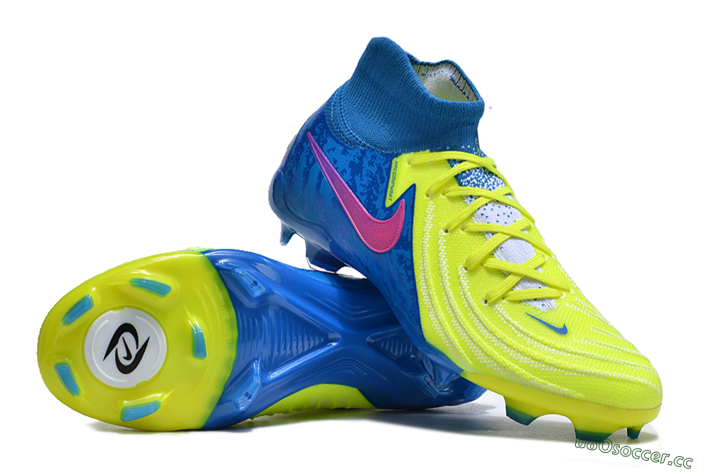 Unisex Nike Phantom Luna Elite NU FG Firm Ground High-Tops Football Boots - Yellow/Blue/Pink 3