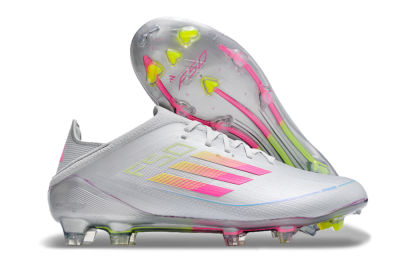 Unisex Adidas F50 Adizero FG Firm Ground Low-Tops Football Boots - Silver/Yellow/Pink