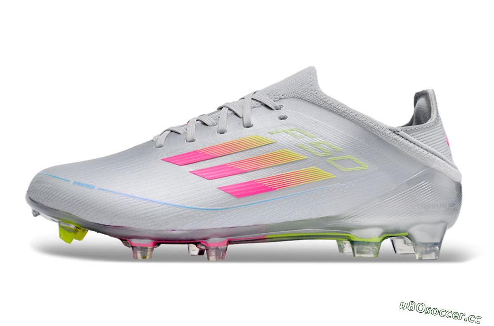 Unisex Adidas F50 Adizero FG Firm Ground Low-Tops Football Boots - Silver/Yellow/Pink 0