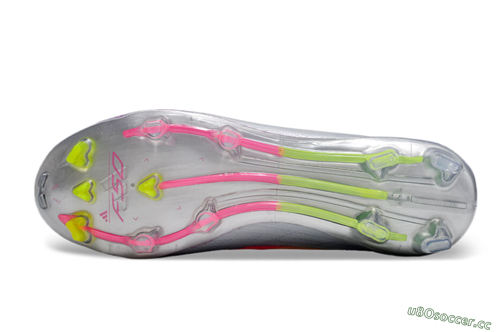 Unisex Adidas F50 Adizero FG Firm Ground Low-Tops Football Boots - Silver/Yellow/Pink 6