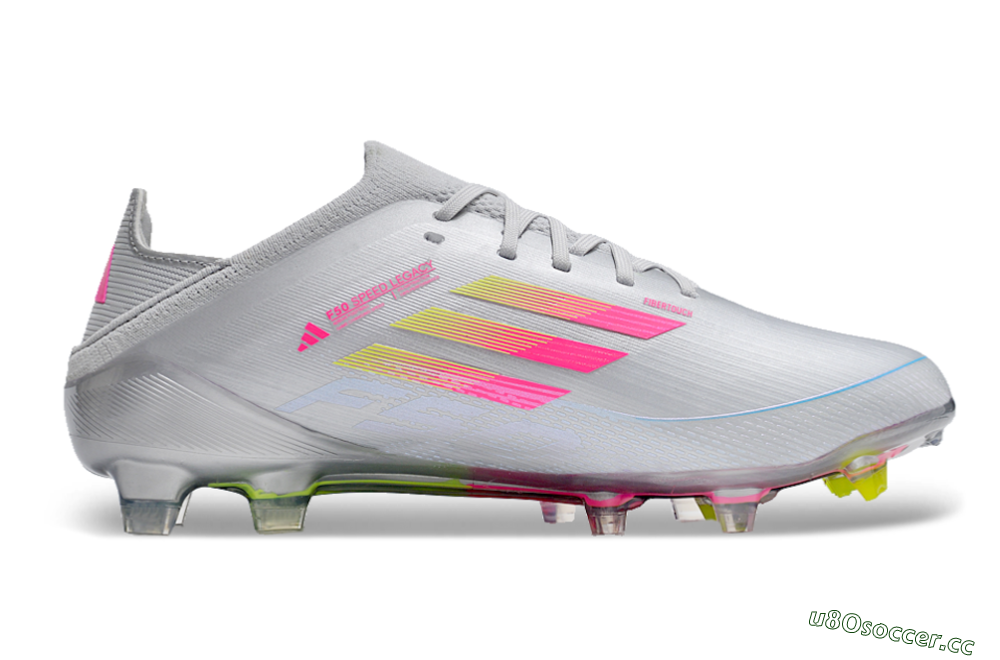 Unisex Adidas F50 Adizero FG Firm Ground Low-Tops Football Boots - Silver/Yellow/Pink 7