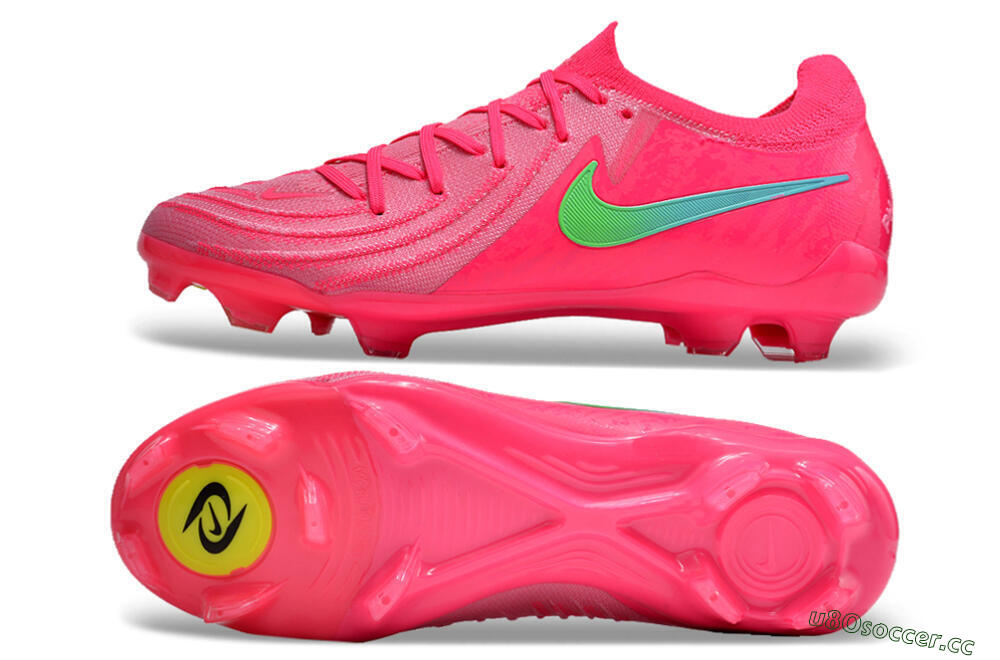 Unisex Nike Phantom Luna Elite FG Firm Ground Low-Tops Football Boots - Pink/Yellow/Jade 1