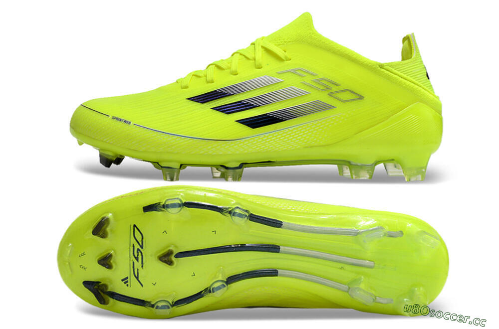 Men's Adidas F50 Adizero FG Firm Ground Low-Tops Football Boots - Yellow/Blue 1