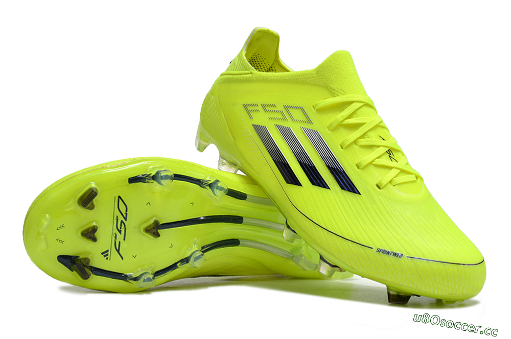Men's Adidas F50 Adizero FG Firm Ground Low-Tops Football Boots - Yellow/Blue 3