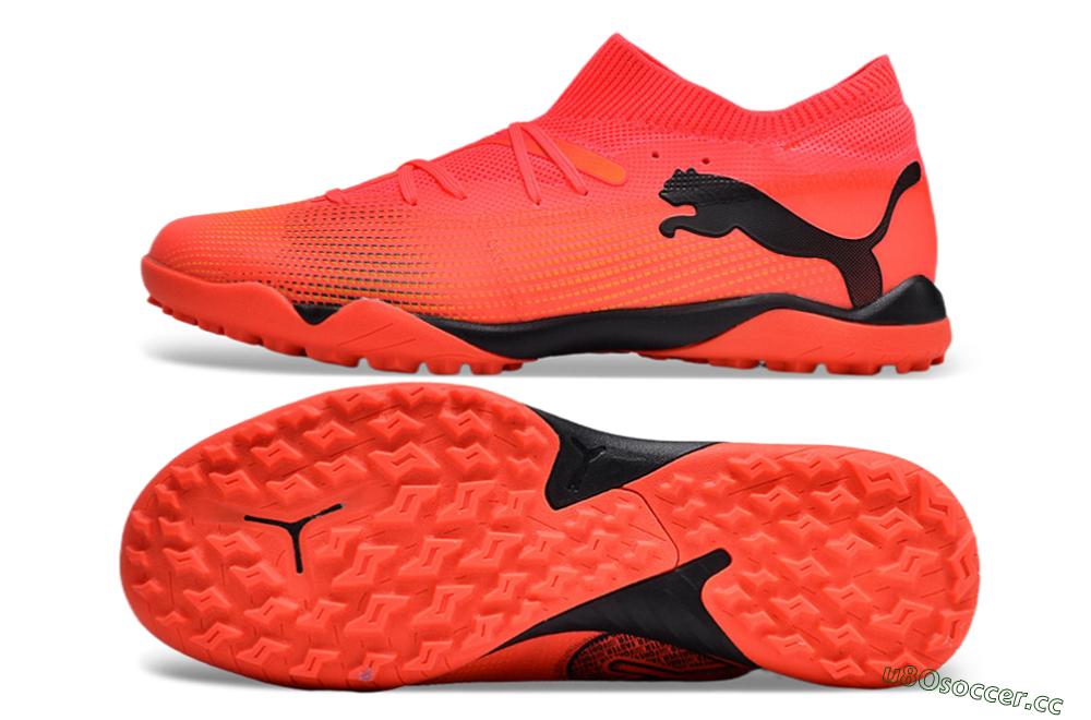 Men's Puma Future 7 Ultimate TF Artificial Turf Low-Tops Football Shoes - Red/Black 1