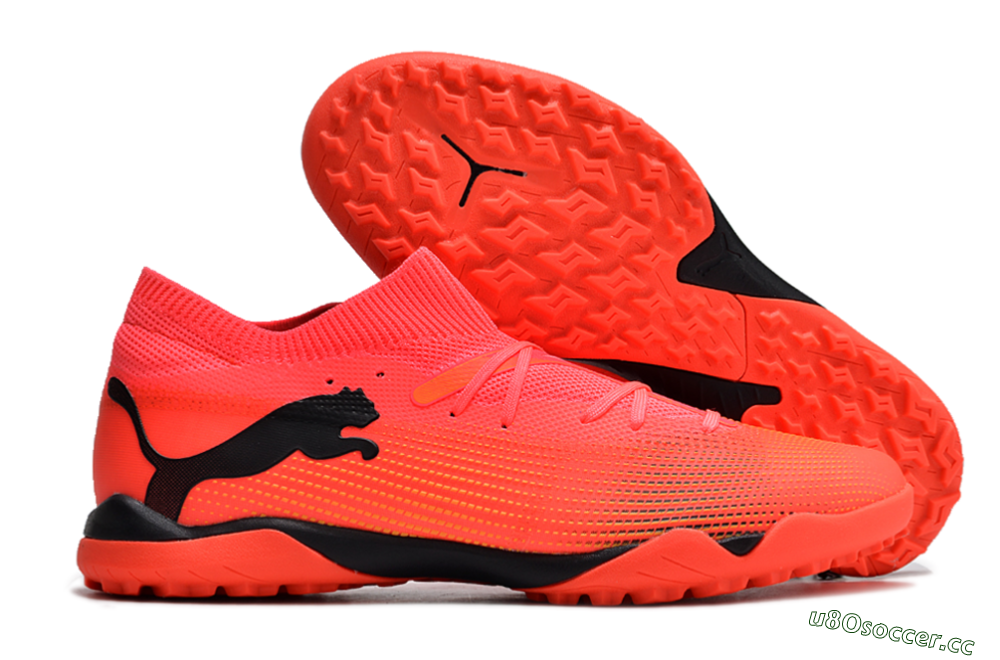 Men's Puma Future 7 Ultimate TF Artificial Turf Low-Tops Football Shoes - Red/Black 2