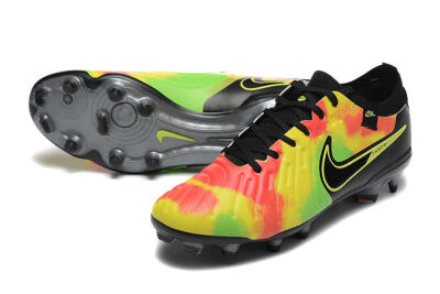 Men's Nike Tiempo Legend 10 Elite FG Firm Ground Low-Tops Football Boots - Black/Rainbow