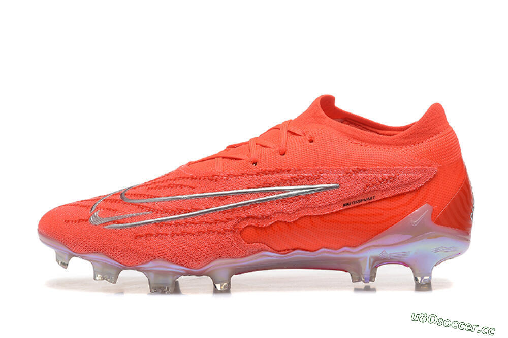 Men's Nike Phantom GX Elite FG Firm Ground Low-Tops Football Boots - Red/Silver 0