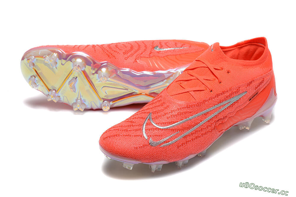 Men's Nike Phantom GX Elite FG Firm Ground Low-Tops Football Boots - Red/Silver 3
