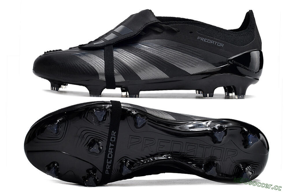 Men's Adidas Predator Elite Foldover Tongue FG Firm Ground Low-Tops Football Boots - Black/Silver/Blue 1