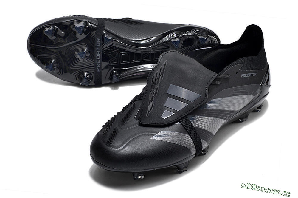 Men's Adidas Predator Elite Foldover Tongue FG Firm Ground Low-Tops Football Boots - Black/Silver/Blue 3